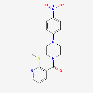 molecular formula C17H18N4O3S B13366935 1-[2-(Methylsulfanyl)pyridine-3-carbonyl]-4-(4-nitrophenyl)piperazine 