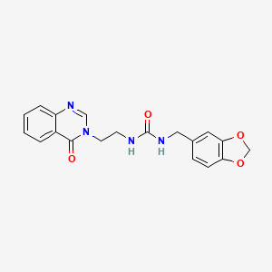 molecular formula C19H18N4O4 B13367063 N-(1,3-benzodioxol-5-ylmethyl)-N'-[2-(4-oxo-3(4H)-quinazolinyl)ethyl]urea 