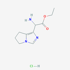 molecular formula C10H16ClN3O2 B13367085 Ethyl 2-amino-2-(6,7-dihydro-5H-pyrrolo[1,2-c]imidazol-1-yl)acetate hydrochloride 
