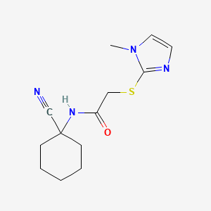 molecular formula C13H18N4OS B13367087 N-(1-Cyanocyclohexyl)-2-((1-methyl-1H-imidazol-2-yl)thio)acetamide 