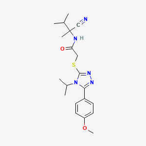 molecular formula C20H27N5O2S B13367108 N-(1-cyano-1,2-dimethylpropyl)-2-{[5-(4-methoxyphenyl)-4-(propan-2-yl)-4H-1,2,4-triazol-3-yl]sulfanyl}acetamide 