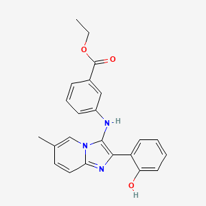 molecular formula C23H21N3O3 B13367209 Ethyl 3-{[2-(2-hydroxyphenyl)-6-methylimidazo[1,2-a]pyridin-3-yl]amino}benzoate 