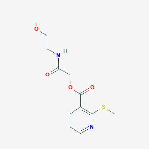 molecular formula C12H16N2O4S B13367213 2-((2-Methoxyethyl)amino)-2-oxoethyl 2-(methylthio)nicotinate 