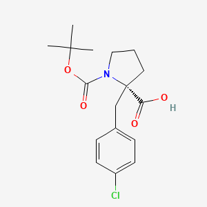 molecular formula C17H22ClNO4 B1336741 (S)-1-(tert-Butoxycarbonyl)-2-(4-chlorobenzyl)pyrrolidine-2-carboxylic acid CAS No. 1217777-96-2