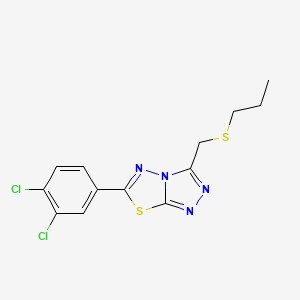 molecular formula C13H12Cl2N4S2 B13367418 6-(3,4-Dichlorophenyl)-3-[(propylsulfanyl)methyl][1,2,4]triazolo[3,4-b][1,3,4]thiadiazole 