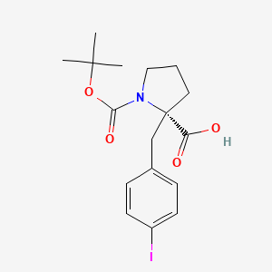 molecular formula C17H22INO4 B1336744 (S)-1-(tert-Butoxycarbonyl)-2-(4-iodobenzyl)pyrrolidine-2-carboxylic acid CAS No. 1217686-40-2