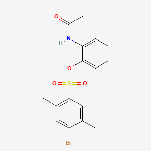 molecular formula C16H16BrNO4S B13367458 2-(Acetylamino)phenyl 4-bromo-2,5-dimethylbenzenesulfonate 