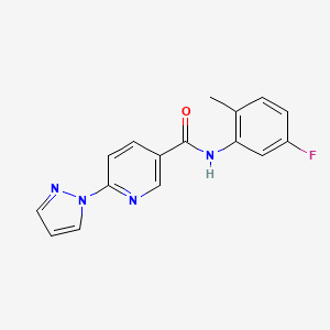 molecular formula C16H13FN4O B13367462 N-(5-fluoro-2-methylphenyl)-6-(1H-pyrazol-1-yl)nicotinamide 