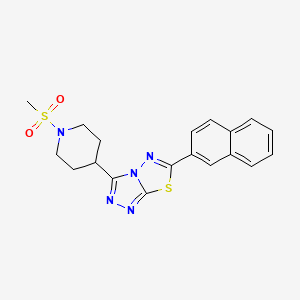 molecular formula C19H19N5O2S2 B13367576 3-[1-(Methylsulfonyl)-4-piperidinyl]-6-(2-naphthyl)[1,2,4]triazolo[3,4-b][1,3,4]thiadiazole 