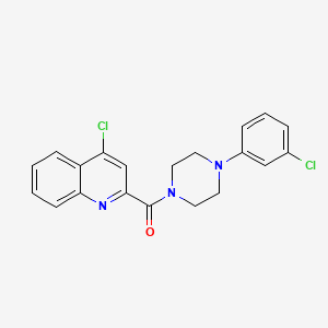 molecular formula C20H17Cl2N3O B13367623 4-Chloro-2-{[4-(3-chlorophenyl)-1-piperazinyl]carbonyl}quinoline 