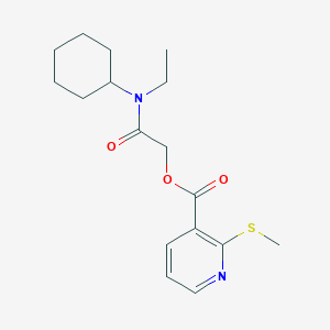 molecular formula C17H24N2O3S B13367624 2-(Cyclohexyl(ethyl)amino)-2-oxoethyl 2-(methylthio)nicotinate 