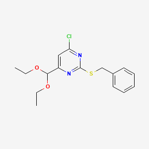 2-Benzylsulfanyl-4-chloro-6-diethoxymethyl-pyrimidine
