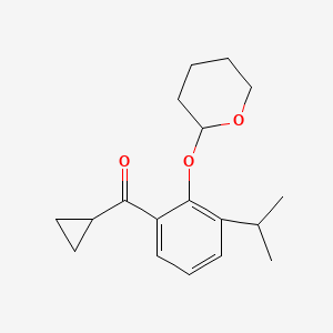 molecular formula C18H24O3 B13367684 Cyclopropyl(3-isopropyl-2-((tetrahydro-2H-pyran-2-yl)oxy)phenyl)methanone 