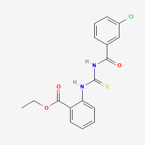 molecular formula C17H15ClN2O3S B13367697 Ethyl 2-({[(3-chlorobenzoyl)amino]carbothioyl}amino)benzoate 