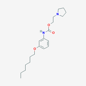 molecular formula C20H31N2O3- B133677 Pyrrolidinoethyl 3-heptyloxyphenylcarbamate CAS No. 152676-77-2