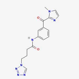 molecular formula C16H17N7O2 B13367709 N-{3-[(1-methyl-1H-imidazol-2-yl)carbonyl]phenyl}-4-(1H-tetraazol-1-yl)butanamide 