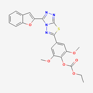 molecular formula C22H18N4O6S B13367767 4-[3-(1-Benzofuran-2-yl)[1,2,4]triazolo[3,4-b][1,3,4]thiadiazol-6-yl]-2,6-dimethoxyphenyl ethyl carbonate 