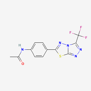 molecular formula C12H8F3N5OS B13367773 N-{4-[3-(trifluoromethyl)[1,2,4]triazolo[3,4-b][1,3,4]thiadiazol-6-yl]phenyl}acetamide 