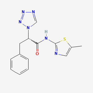 molecular formula C14H14N6OS B13367862 N-(5-methyl-1,3-thiazol-2-yl)-3-phenyl-2-(1H-tetraazol-1-yl)propanamide 