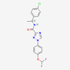 molecular formula C18H15ClF2N4O2 B13367871 N-[1-(4-chlorophenyl)ethyl]-1-[4-(difluoromethoxy)phenyl]-1H-1,2,4-triazole-3-carboxamide 