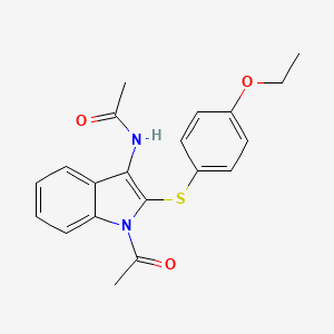 molecular formula C20H20N2O3S B13367925 N-{1-acetyl-2-[(4-ethoxyphenyl)sulfanyl]-1H-indol-3-yl}acetamide 