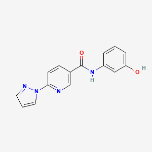 molecular formula C15H12N4O2 B13367939 N-(3-hydroxyphenyl)-6-(1H-pyrazol-1-yl)nicotinamide 