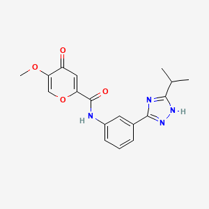 molecular formula C18H18N4O4 B13367942 N-[3-(3-isopropyl-1H-1,2,4-triazol-5-yl)phenyl]-5-methoxy-4-oxo-4H-pyran-2-carboxamide 