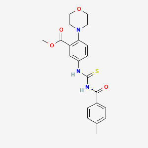 molecular formula C21H23N3O4S B13368086 Methyl 5-({[(4-methylbenzoyl)amino]carbothioyl}amino)-2-(4-morpholinyl)benzoate 