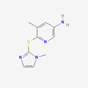 molecular formula C10H12N4S B13368282 5-methyl-6-[(1-methyl-1H-imidazol-2-yl)sulfanyl]-3-pyridinamine 