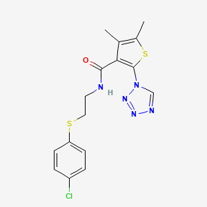 molecular formula C16H16ClN5OS2 B13368370 N-{2-[(4-chlorophenyl)sulfanyl]ethyl}-4,5-dimethyl-2-(1H-tetraazol-1-yl)-3-thiophenecarboxamide 