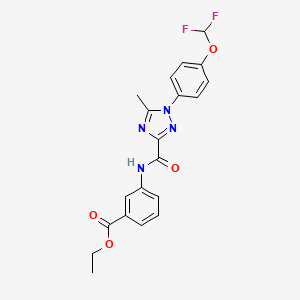 molecular formula C20H18F2N4O4 B13368648 ethyl 3-[({1-[4-(difluoromethoxy)phenyl]-5-methyl-1H-1,2,4-triazol-3-yl}carbonyl)amino]benzoate 