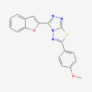 molecular formula C18H12N4O2S B13368818 3-(1-Benzofuran-2-yl)-6-(4-methoxyphenyl)[1,2,4]triazolo[3,4-b][1,3,4]thiadiazole 