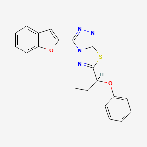 molecular formula C20H16N4O2S B13368826 3-(1-Benzofuran-2-yl)-6-(1-phenoxypropyl)[1,2,4]triazolo[3,4-b][1,3,4]thiadiazole 