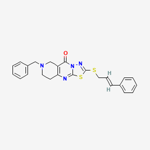molecular formula C24H22N4OS2 B13368834 7-benzyl-2-(cinnamylsulfanyl)-6,7,8,9-tetrahydro-5H-pyrido[4,3-d][1,3,4]thiadiazolo[3,2-a]pyrimidin-5-one 
