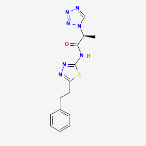 molecular formula C14H15N7OS B13368845 N-[5-(2-phenylethyl)-1,3,4-thiadiazol-2-yl]-2-(1H-tetraazol-1-yl)propanamide 