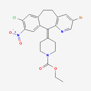 molecular formula C22H21BrClN3O4 B13368856 Ethyl 4-(3-bromo-8-chloro-9-nitro-5,6-dihydro-11H-benzo[5,6]cyclohepta[1,2-b]pyridin-11-ylidene)piperidine-1-carboxylate 