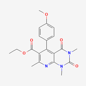 molecular formula C20H21N3O5 B13368858 Ethyl 5-(4-methoxyphenyl)-1,3,7-trimethyl-2,4-dioxo-1,2,3,4-tetrahydropyrido[2,3-d]pyrimidine-6-carboxylate 