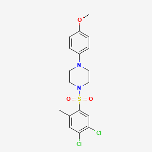 molecular formula C18H20Cl2N2O3S B13368864 1-[(4,5-Dichloro-2-methylphenyl)sulfonyl]-4-(4-methoxyphenyl)piperazine 