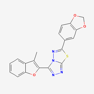 molecular formula C19H12N4O3S B13368865 6-(1,3-Benzodioxol-5-yl)-3-(3-methyl-1-benzofuran-2-yl)[1,2,4]triazolo[3,4-b][1,3,4]thiadiazole 