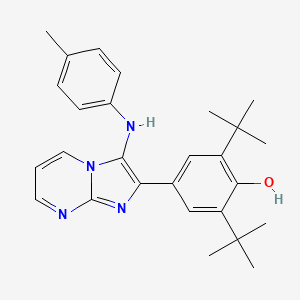 molecular formula C27H32N4O B13368891 2,6-Ditert-butyl-4-[3-(4-toluidino)imidazo[1,2-a]pyrimidin-2-yl]phenol 