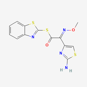 molecular formula C13H10N4O2S3 B1336891 S-Benzothiazol-2-yl 2-(2-amino-1,3-thiazol-4-yl)-2-(methoxyimino)thioacetate CAS No. 94088-75-2