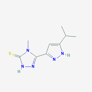 molecular formula C9H13N5S B13368927 4-methyl-5-[3-(propan-2-yl)-1H-pyrazol-5-yl]-4H-1,2,4-triazole-3-thiol 
