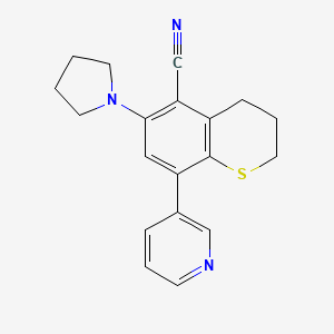 molecular formula C19H19N3S B13368933 8-(3-Pyridinyl)-6-(1-pyrrolidinyl)-5-thiochromanecarbonitrile 
