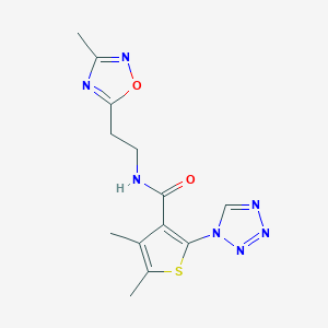 molecular formula C13H15N7O2S B13368942 4,5-dimethyl-N-[2-(3-methyl-1,2,4-oxadiazol-5-yl)ethyl]-2-(1H-tetraazol-1-yl)-3-thiophenecarboxamide 