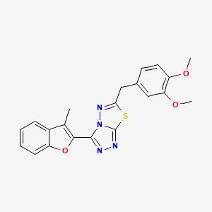 molecular formula C21H18N4O3S B13369024 6-(3,4-Dimethoxybenzyl)-3-(3-methyl-1-benzofuran-2-yl)[1,2,4]triazolo[3,4-b][1,3,4]thiadiazole 