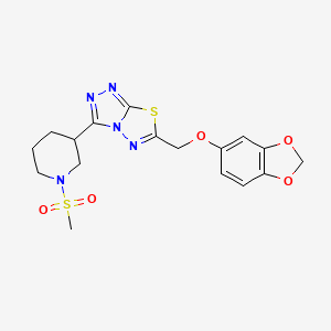 molecular formula C17H19N5O5S2 B13369058 6-[(1,3-Benzodioxol-5-yloxy)methyl]-3-[1-(methylsulfonyl)-3-piperidinyl][1,2,4]triazolo[3,4-b][1,3,4]thiadiazole 