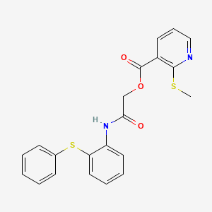 molecular formula C21H18N2O3S2 B13369061 2-Oxo-2-((2-(phenylthio)phenyl)amino)ethyl 2-(methylthio)nicotinate 