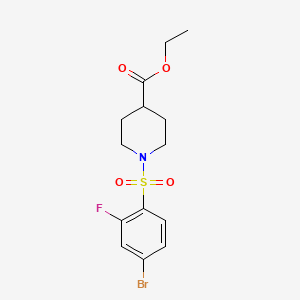 molecular formula C14H17BrFNO4S B13369067 Ethyl 1-[(4-bromo-2-fluorophenyl)sulfonyl]-4-piperidinecarboxylate 