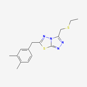 molecular formula C15H18N4S2 B13369087 6-(3,4-Dimethylbenzyl)-3-[(ethylsulfanyl)methyl][1,2,4]triazolo[3,4-b][1,3,4]thiadiazole 