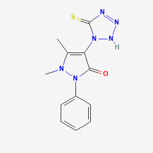 molecular formula C12H12N6OS B1336922 4-(5-mercapto-1H-tetrazol-1-yl)-1,5-dimethyl-2-phenyl-1,2-dihydro-3H-pyrazol-3-one 